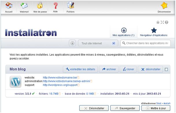 application installer avec installatron